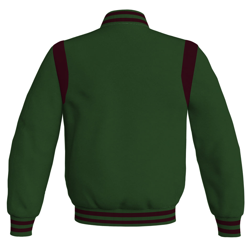 Letterman Baseball Bomber Retro Jacket Forest Green Body Maroon Leather jacket