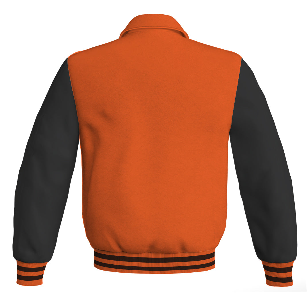 Luxury Bomber Classic Jacket Orange Body and Black Leather 