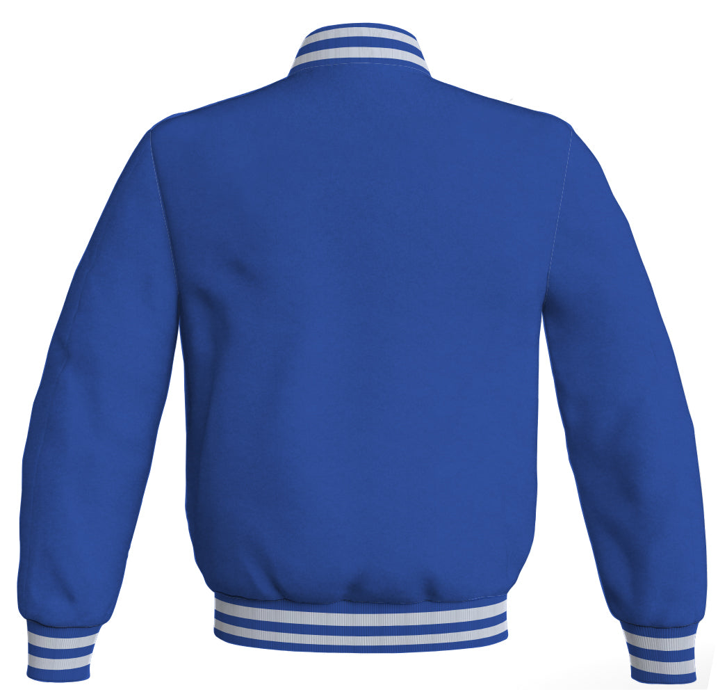 Varsity Jacket Bomber Royal Blue Body Sleeves Wool Fleece Mens Letterman Jacket