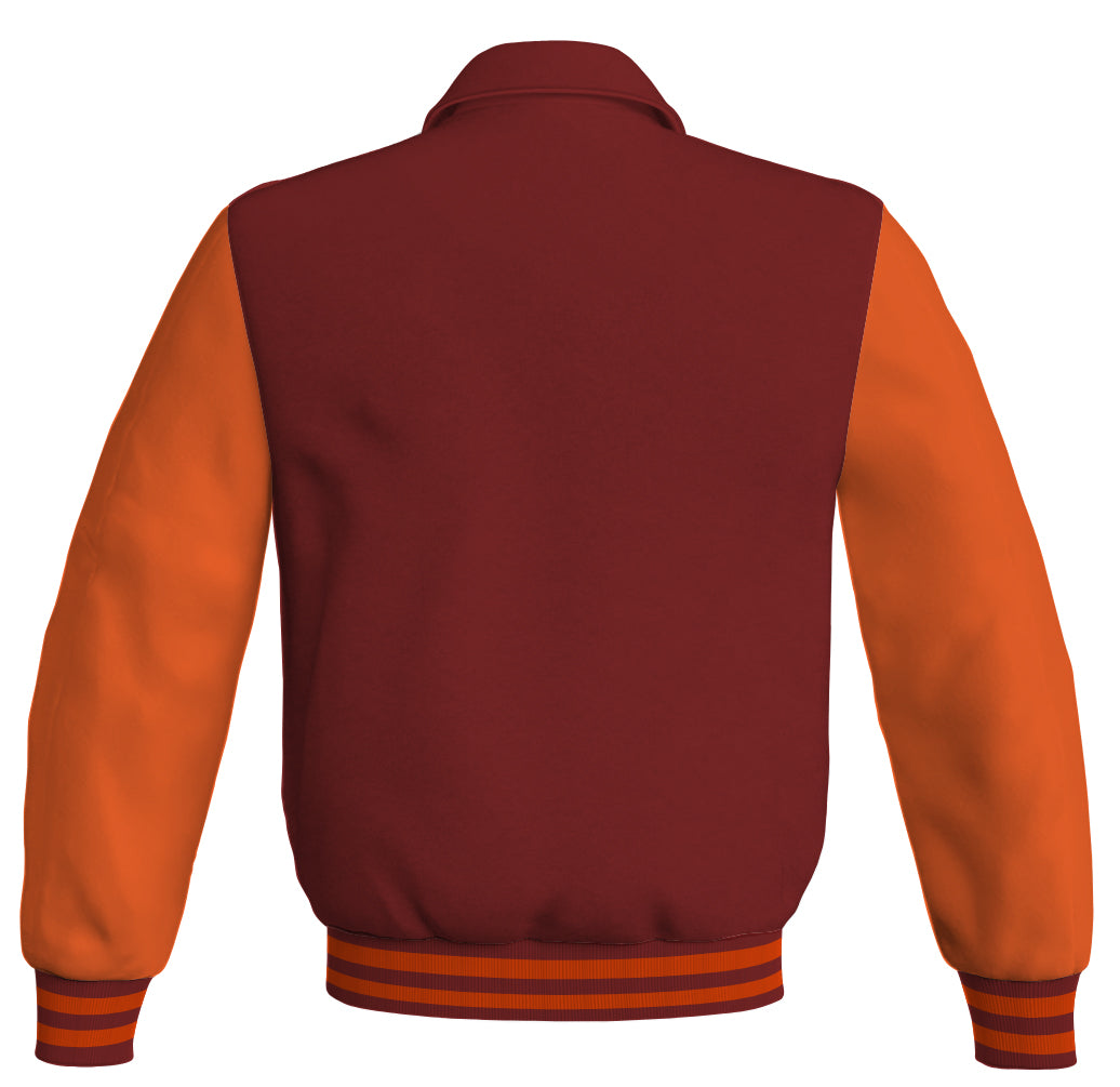 Luxury Bomber Classic Jacket Maroon Body and Orange Leather