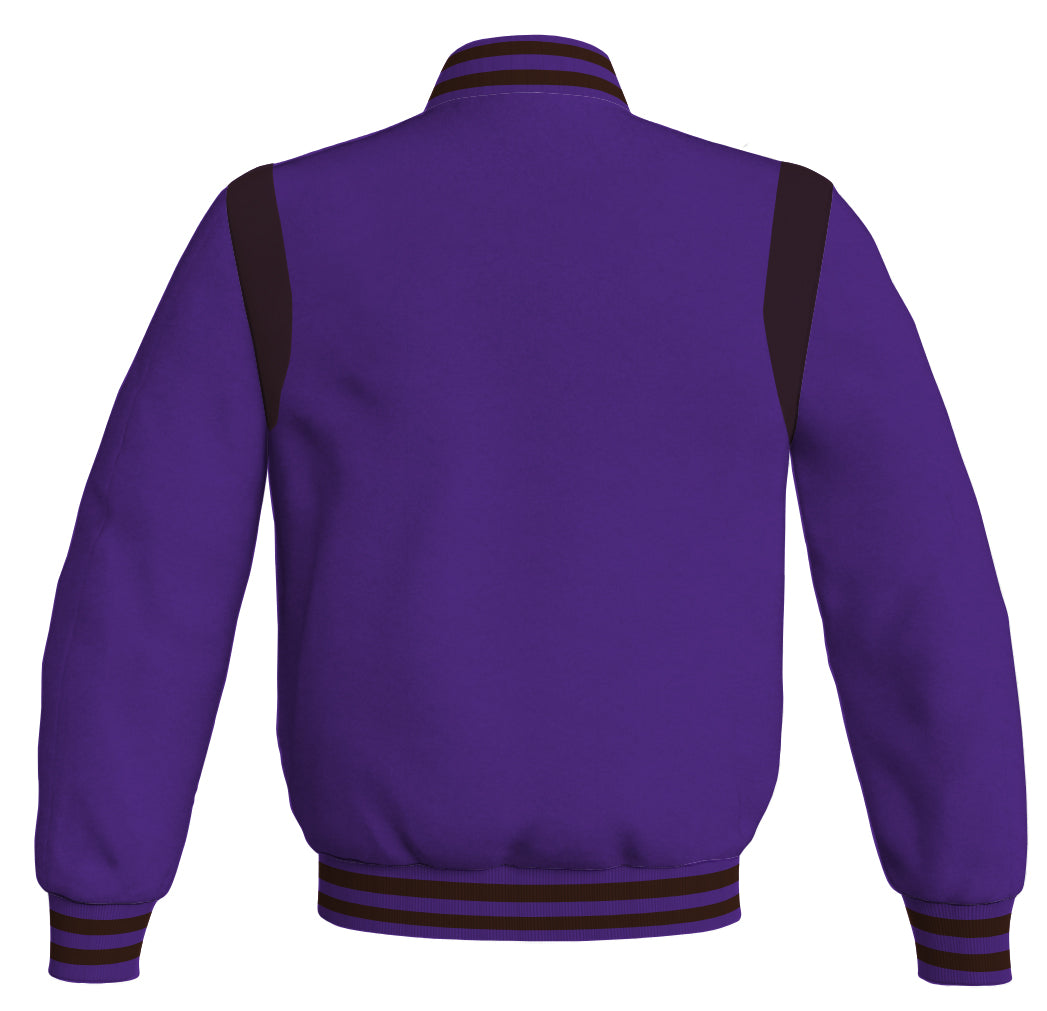 Letterman Baseball Bomber Retro Jacket Purple Body Brown Leather Inserts