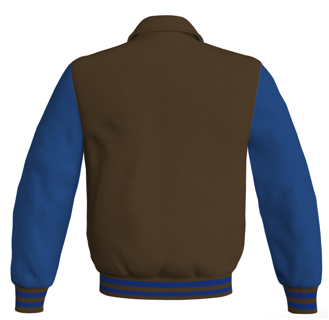 Luxury Bomber Classic Jacket Brown Body and Blue Leather 