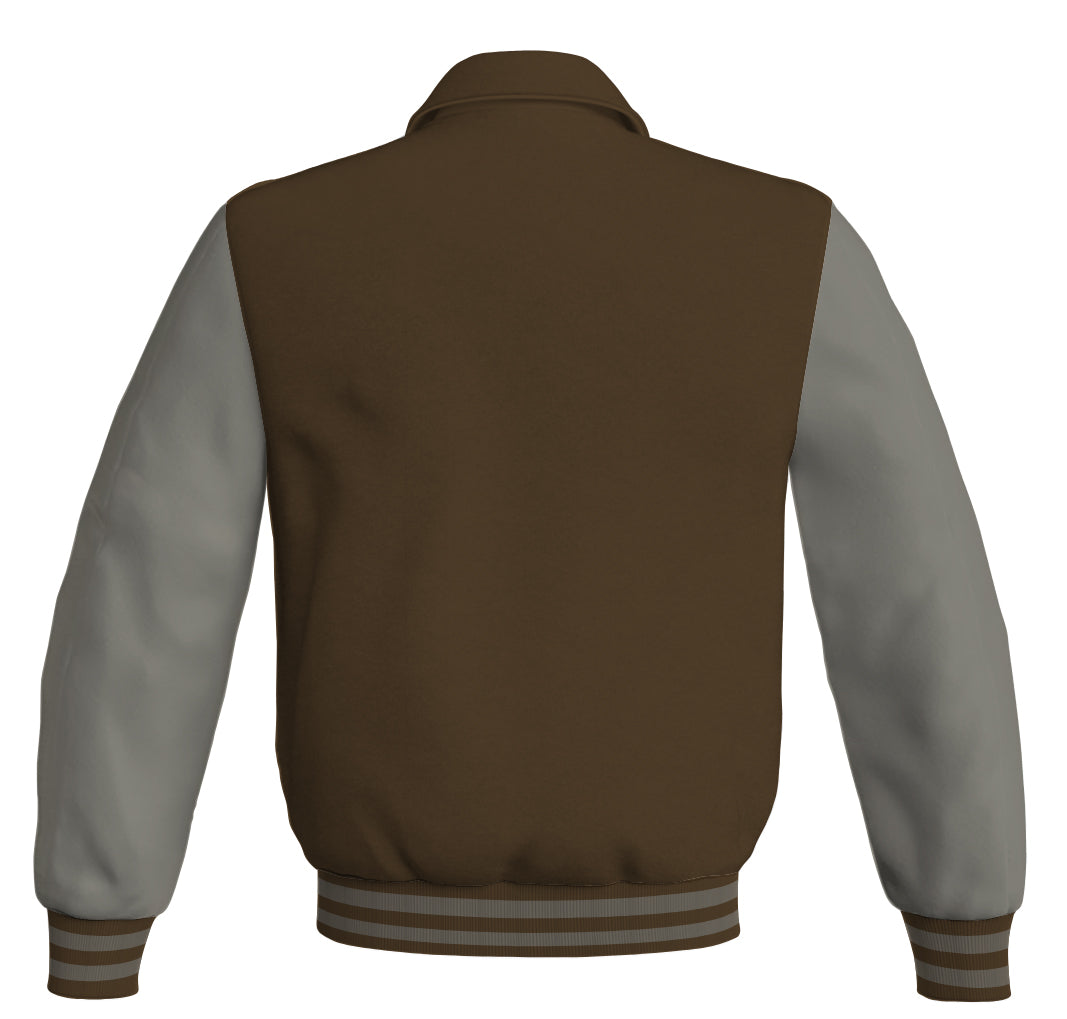 Luxury Bomber Classic Jacket Brown Body and Gray Leather 