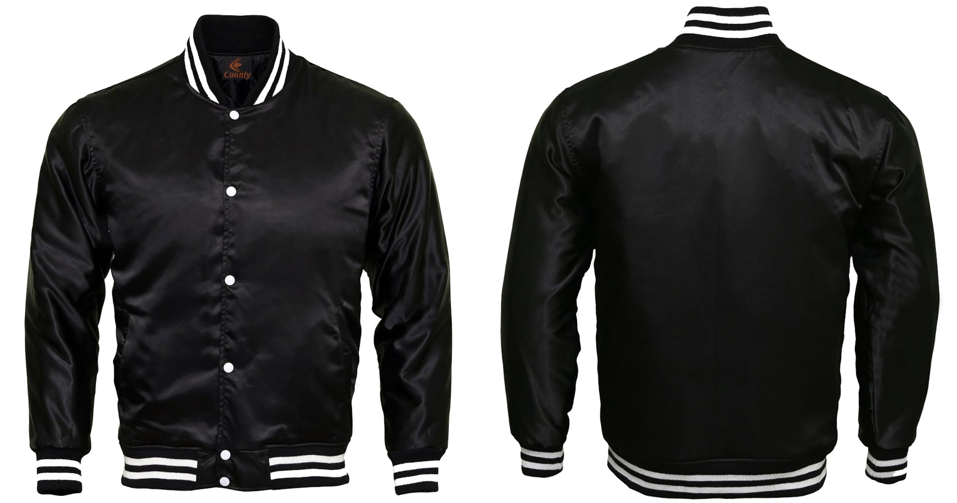 Varsity Jacket Black Satin Jacket Letterman Jacket