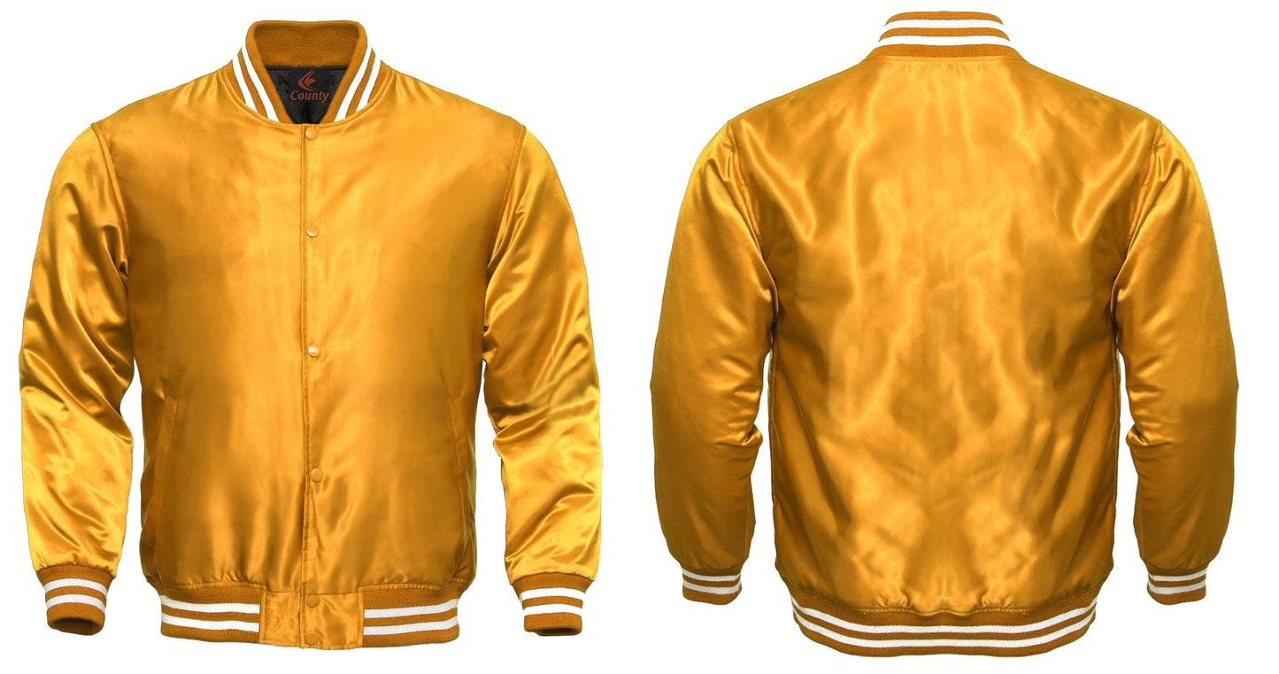 Letterman Jacket Golden Satin Jacket Ladies Varsity Jacket