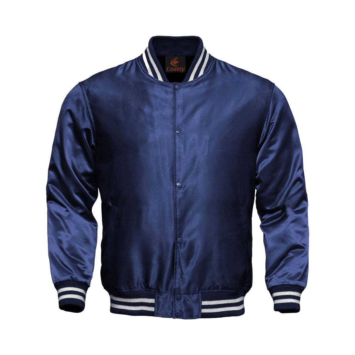 Varsity Jacket Mens Navy Blue Satin Jacket Mens Letterman Jacket