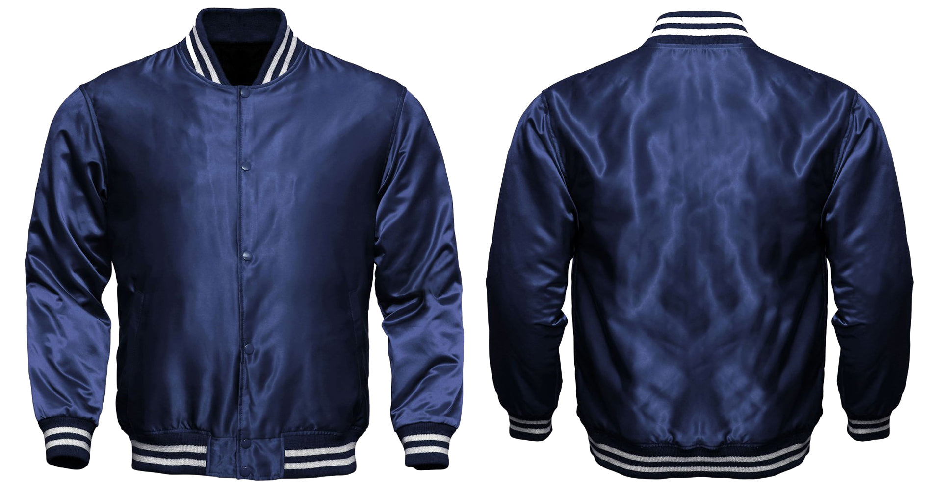 Varsity Jacket Mens Navy Blue Satin Jacket Mens Letterman Jacket