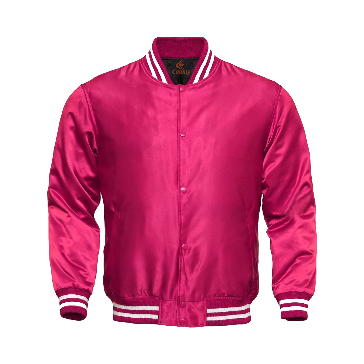 Varsity Jacket Mens Hot Pink Satin Jacket Custom Made Letterman Jackets