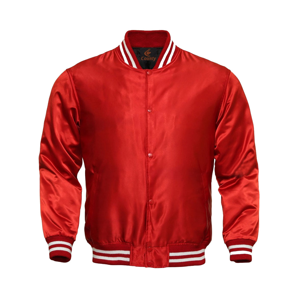 Varsity Jacket Mens Red Satin Jacket Custom Made Letterman Jackets