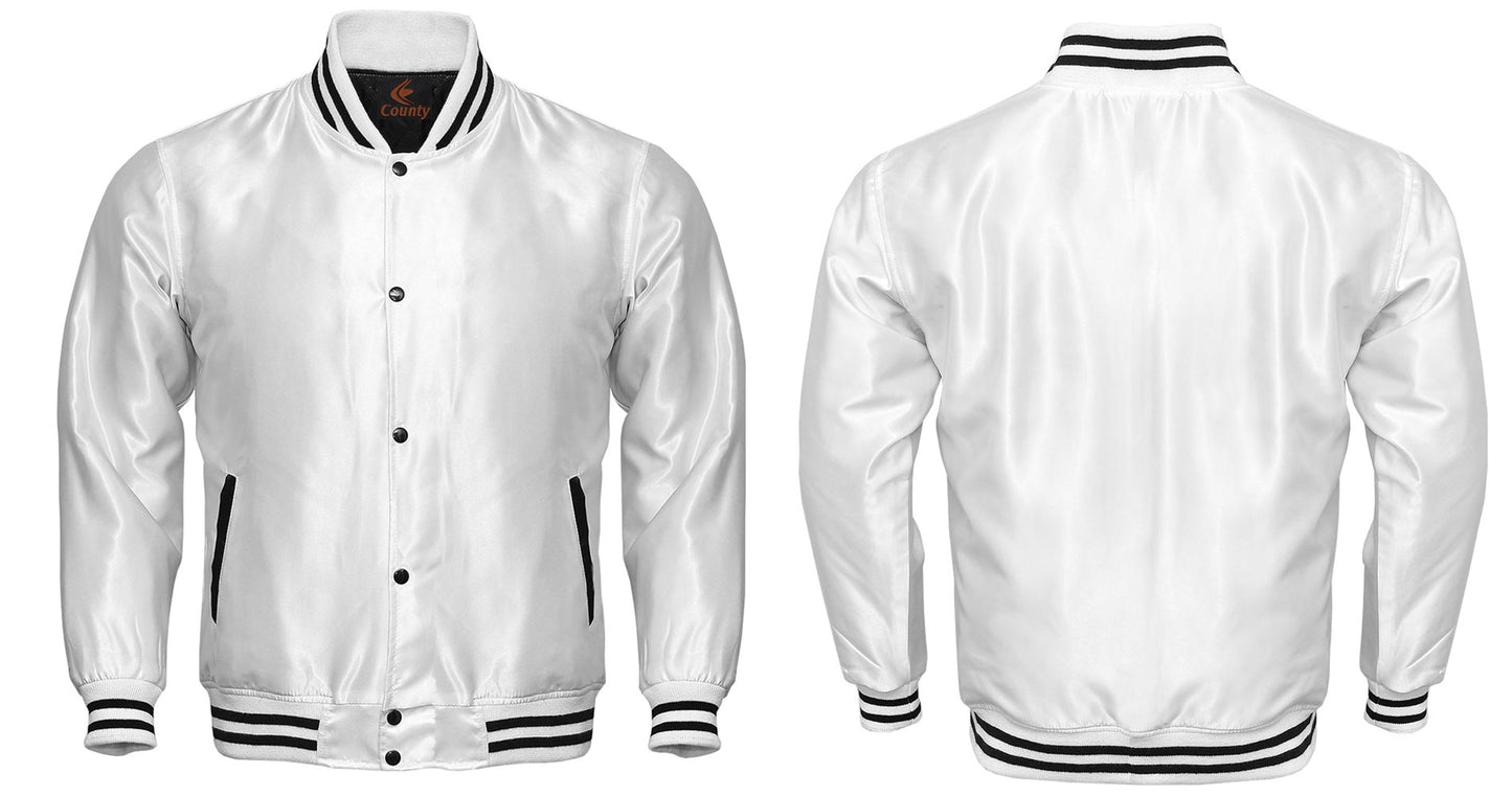 Letterman Jacket White Satin Jacket Ladies Varsity Jacket