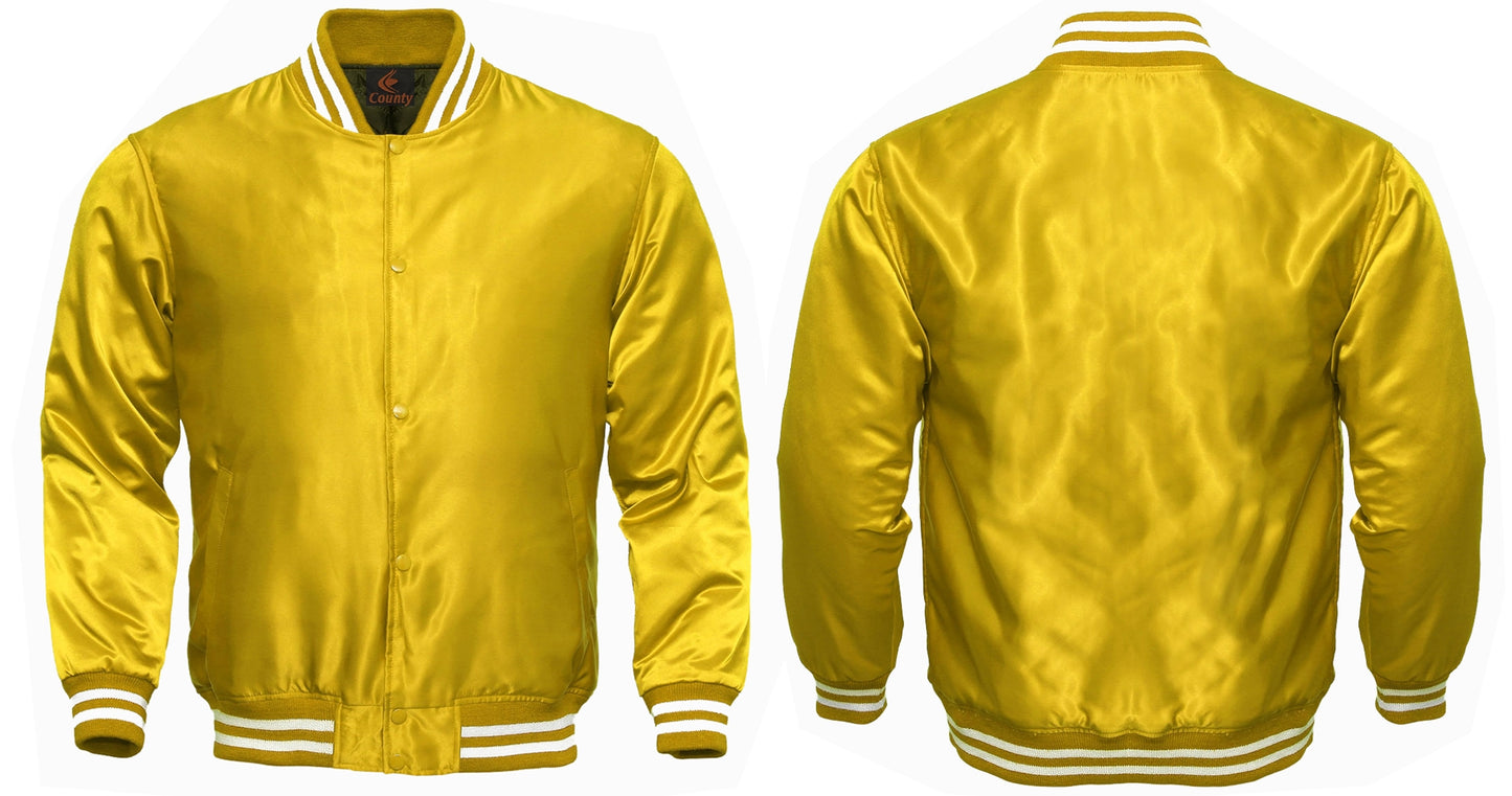 Letterman Jacket Yellow Satin Jacket Ladies Varsity Jacket