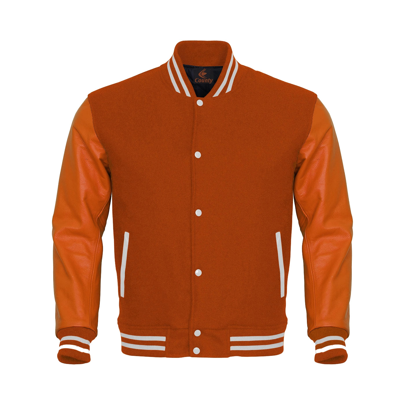 Varsity Jacket Women Orange Body and Orange Leather Sleeves Varsity Jacket - Jacket Shop