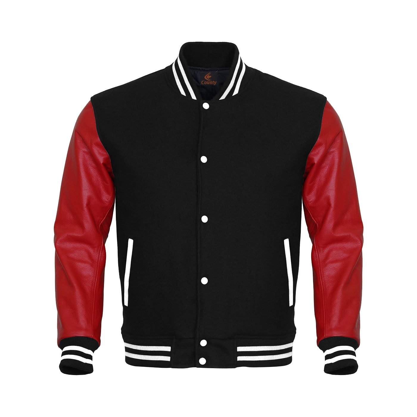 Letterman Jacket Black Body and Red Leather Sleeves Varsity Jacket