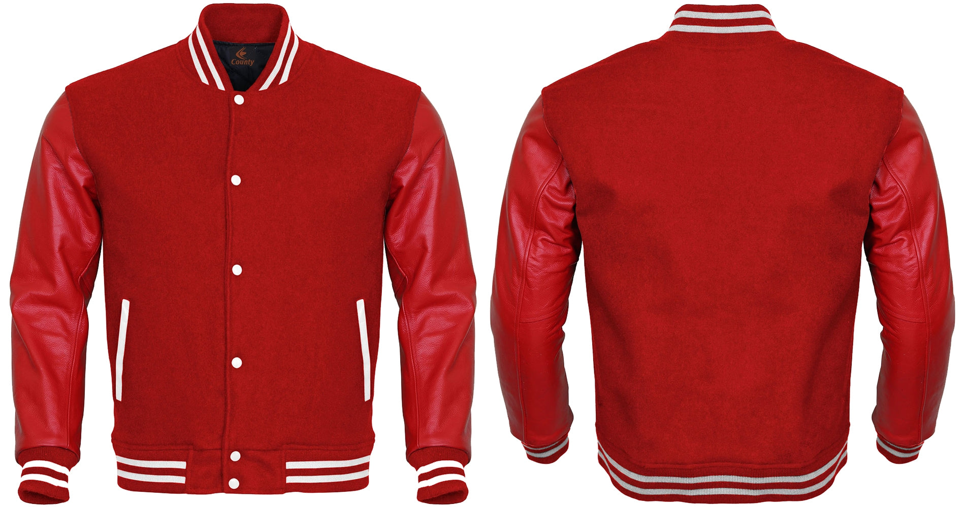 Custom Varsity Jackets Red Body and Red Leather Sleeves Varsity Jacket