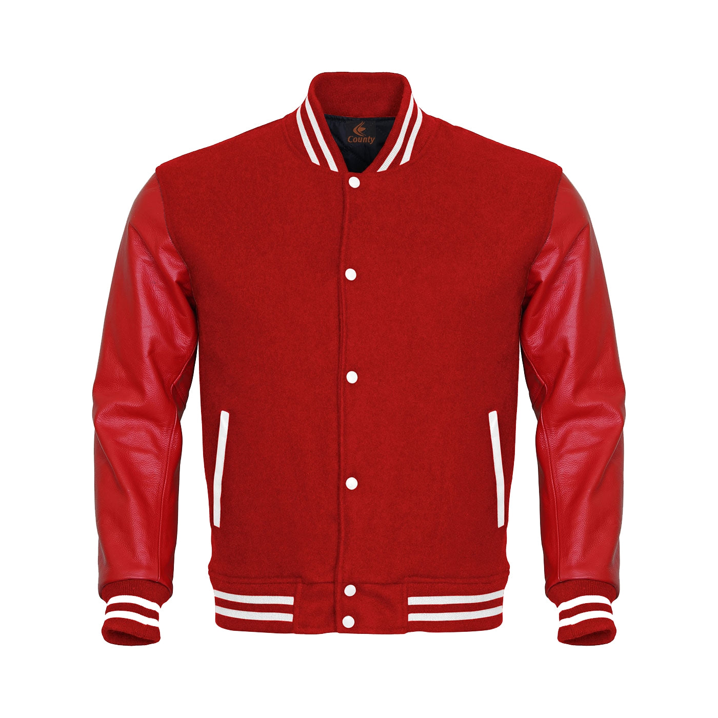 Custom Varsity Jackets Red Body and Red Leather Sleeves Varsity Jacket