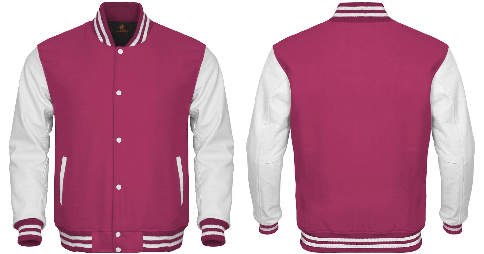 Letterman Jacket Hot Pink Body and White Leather Sleeves Varsity Jacket