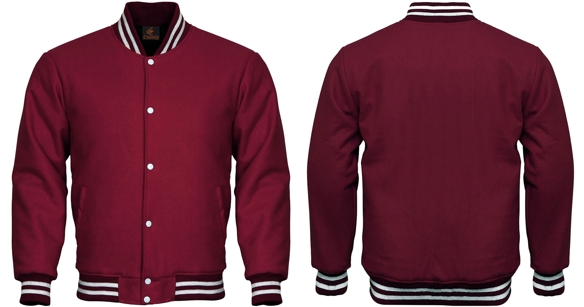 Super Quality Bomber Varsity Letterman Baseball Jacket Maroon Body 