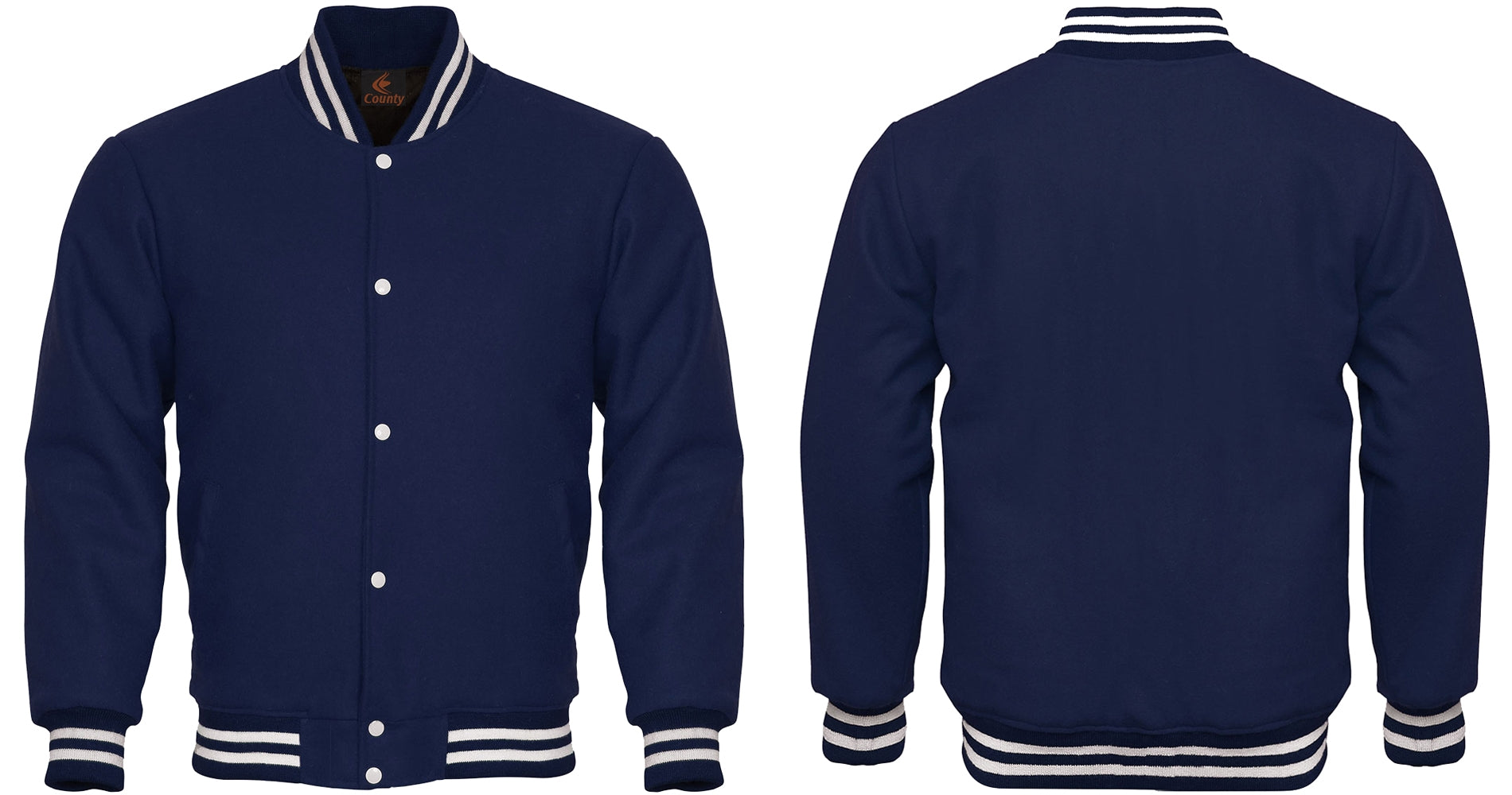 Super Quality Bomber Varsity Letterman Baseball Jacket Navy Blue Body 