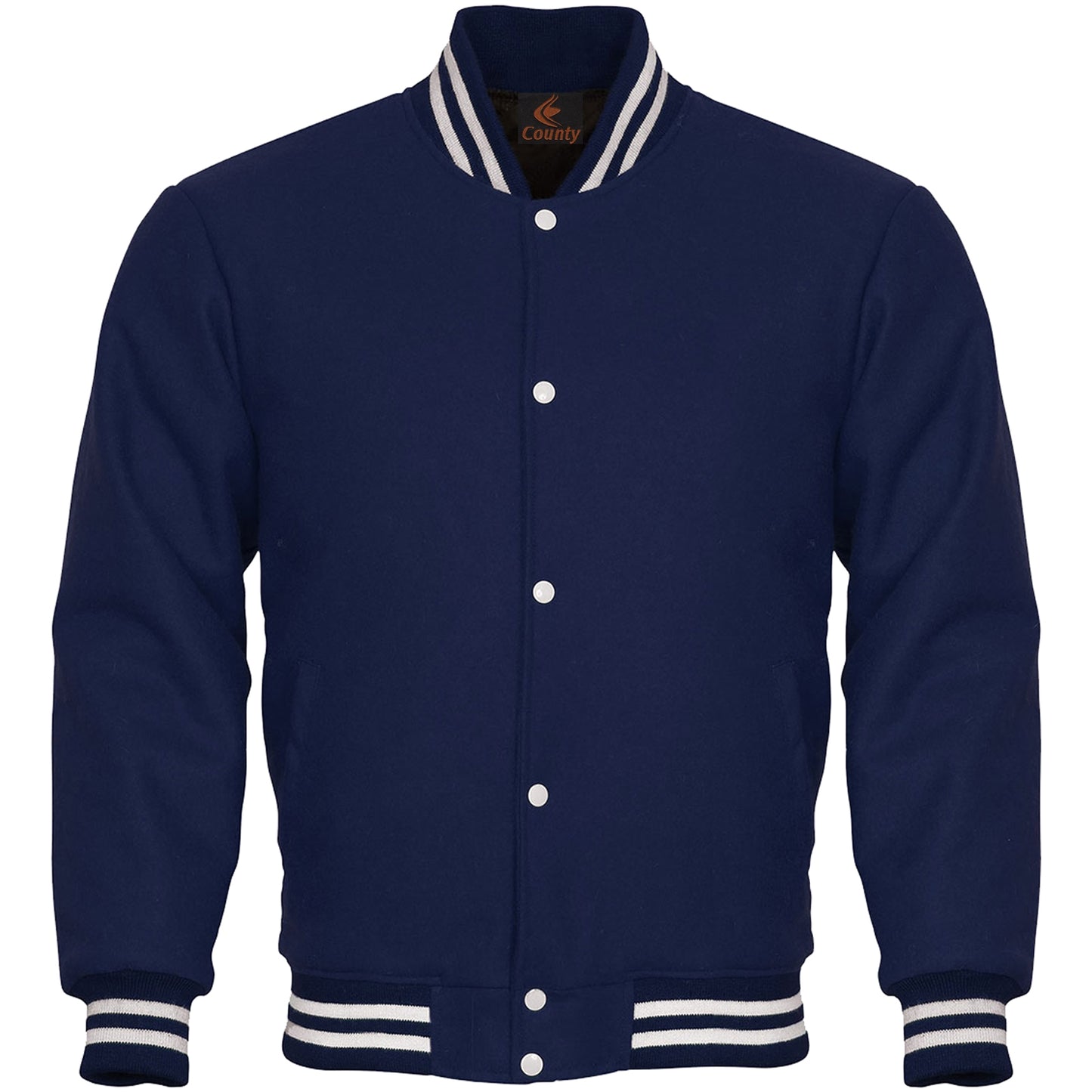 Super Quality Bomber Varsity Letterman Baseball Jacket Navy Blue Body Sleeves