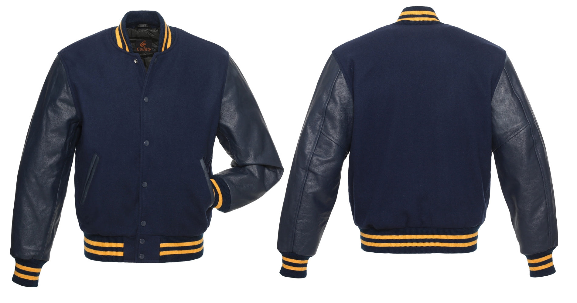 Letterman Jacket Navy Blue Body and Navy Blue Leather Sleeves Varsity Jacket