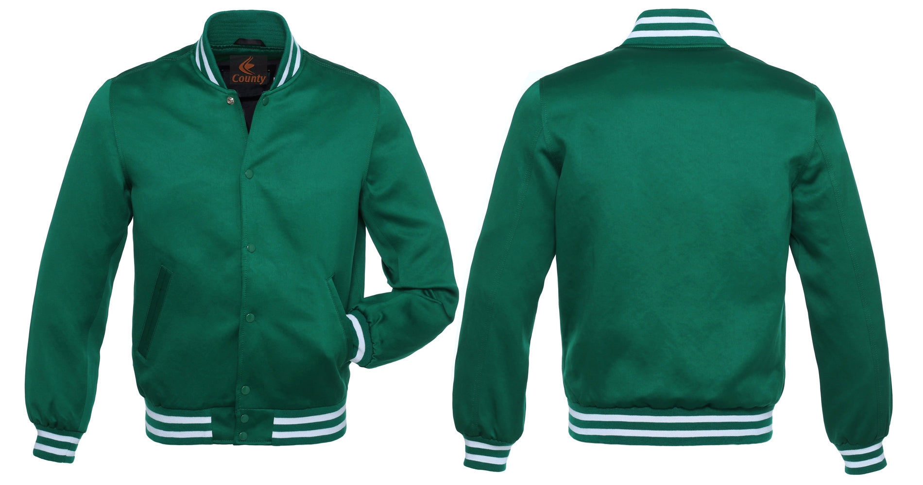 Varsity Jacket Mens Forest Green Satin Jacket Mens Letterman Jacket