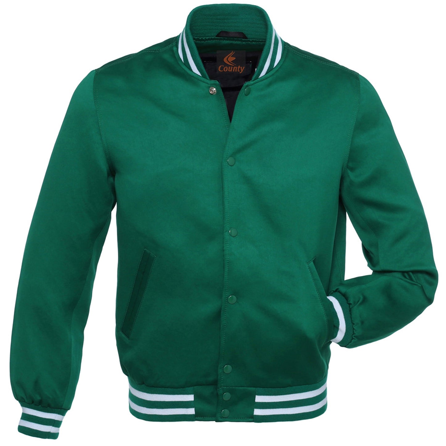 Varsity Jacket Mens Forest Green Satin Jacket Mens Letterman Jacket