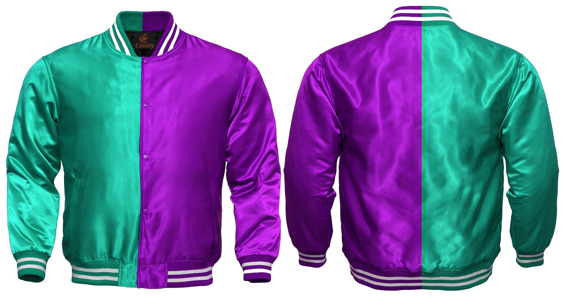 Mens Letterman Jacket Turquoise Hot Pink Satin Jacket Team Varsity Jackets