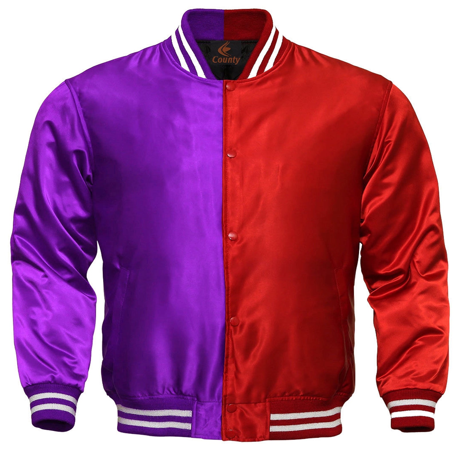 Custom Varsity Jackets Purple Red Satin Jacket Mens Letterman Jacket