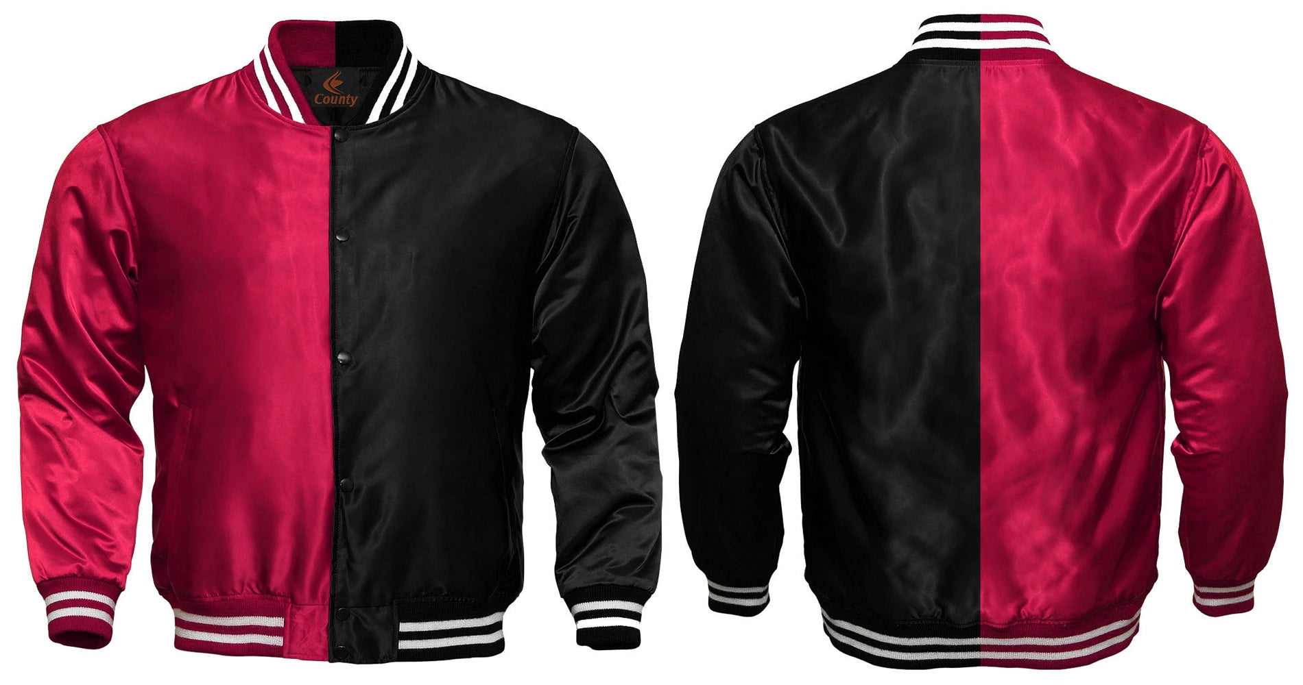 Varsity Jacket Mens Hot Pink Black Satin Jacket Custom Made Letterman Jackets