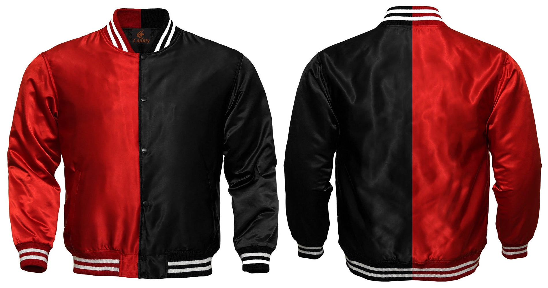 Mens Letterman Jacket Red Black Satin Jacket Ladies Varsity Jacket