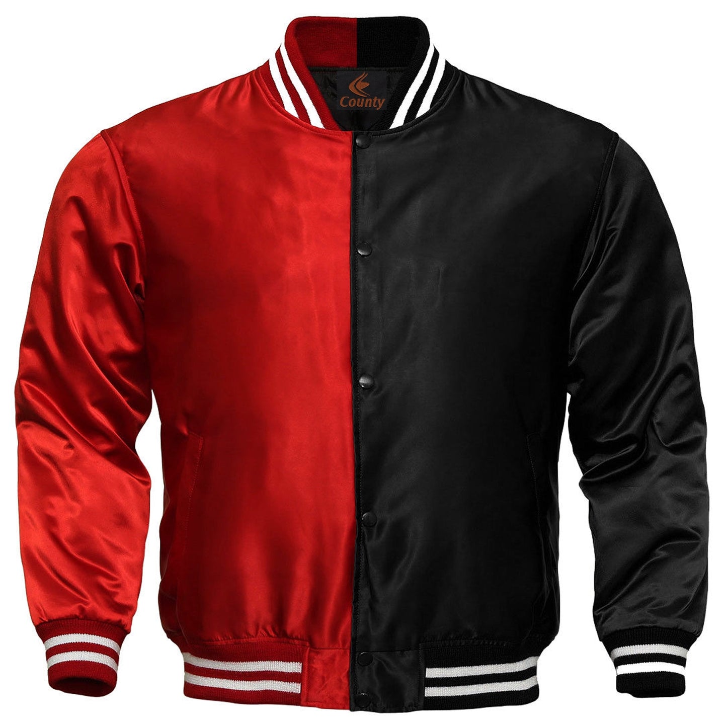 Mens Letterman Jacket Red Black Satin Jacket Ladies Varsity Jacket