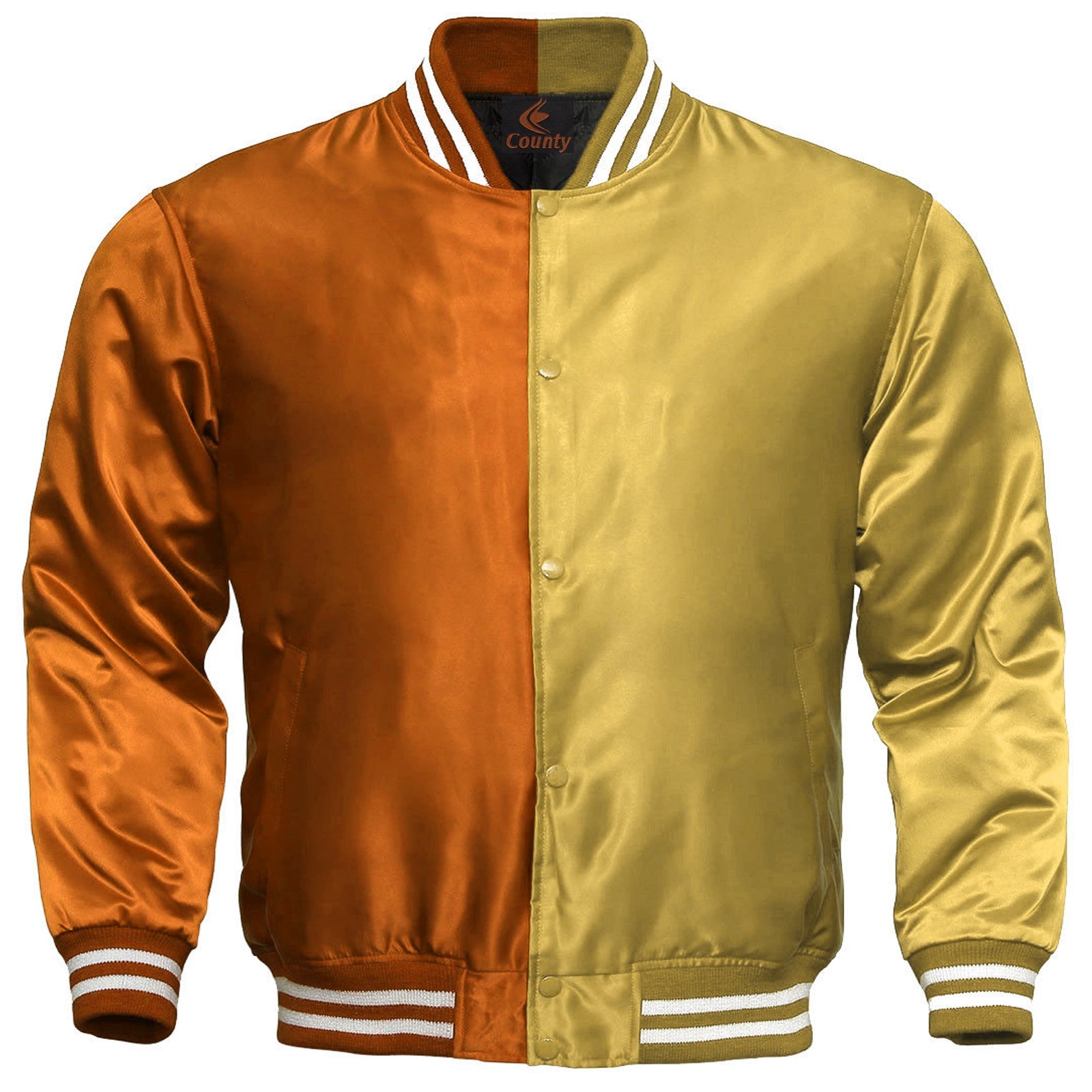 Team Varsity Jackets Orange Golden Satin Jacket Letterman Jacket