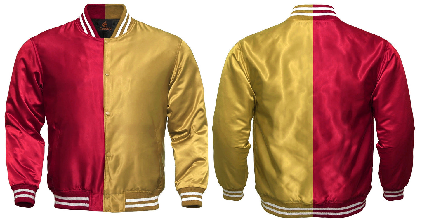 Custom Varsity Jackets Hot Pink Golden Satin Jacket Mens Letterman Jacket