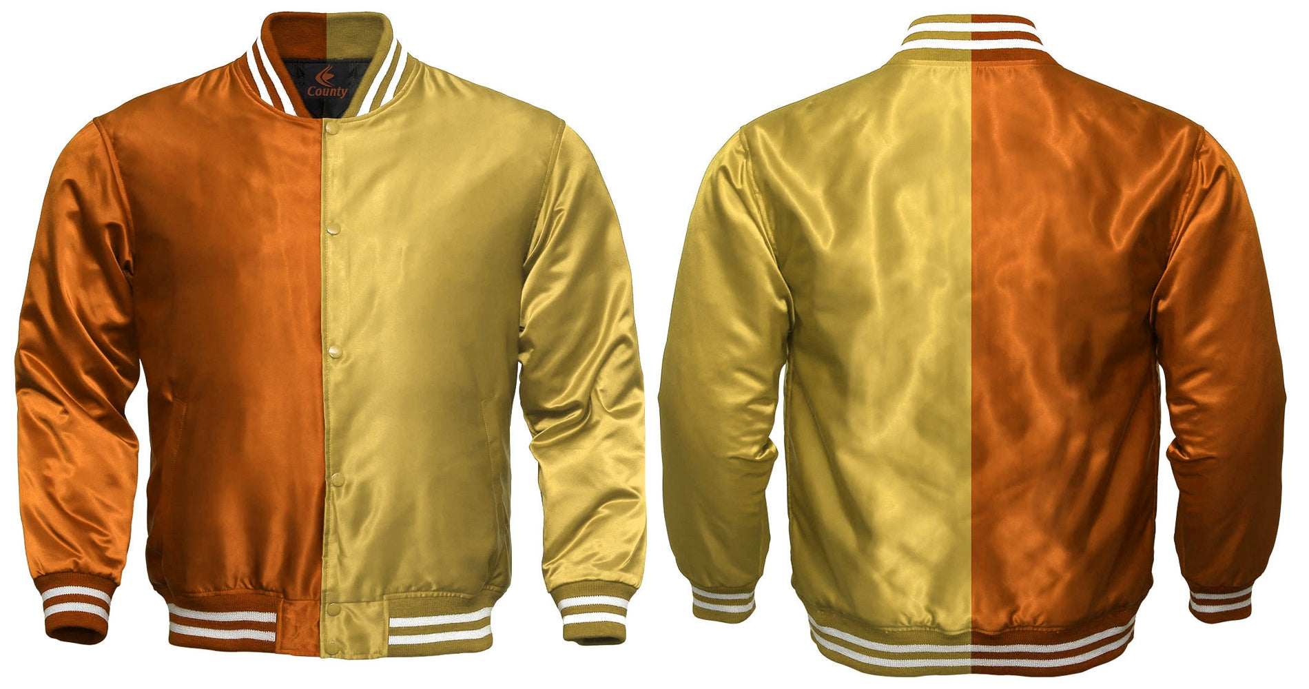 Team Varsity Jackets Orange Golden Satin Jacket Letterman Jacket