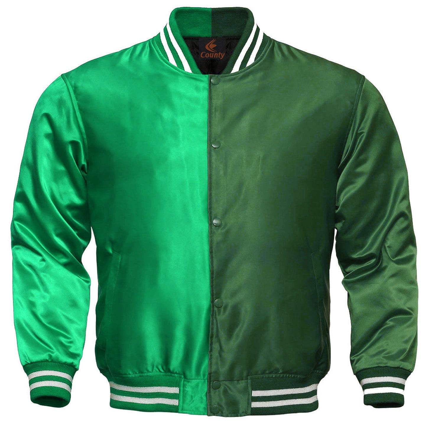 Team Varsity Jackets Kelly Green Forest Green Satin Jacket Letterman Jacket