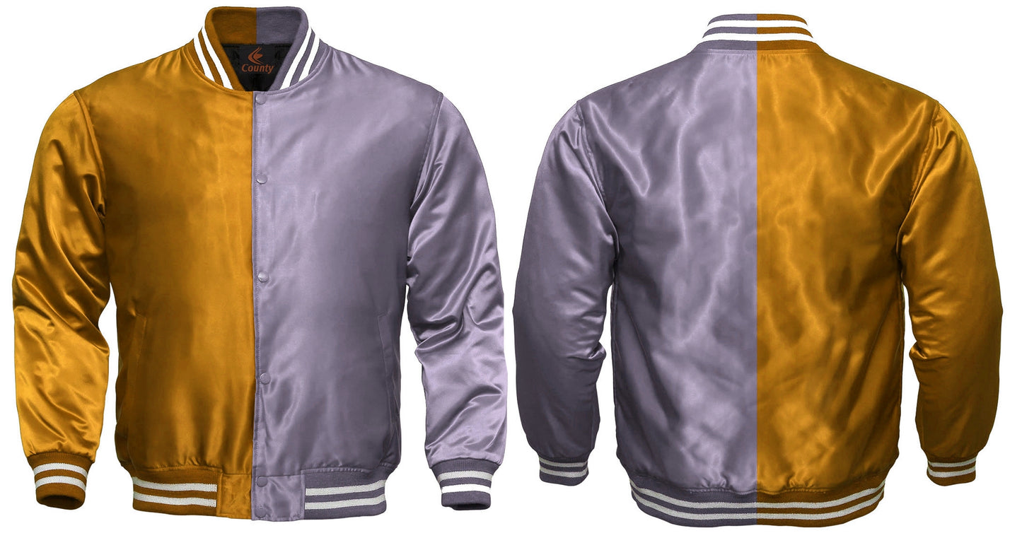 Team Varsity Jackets Orange Silver Satin Jacket Letterman Jacket