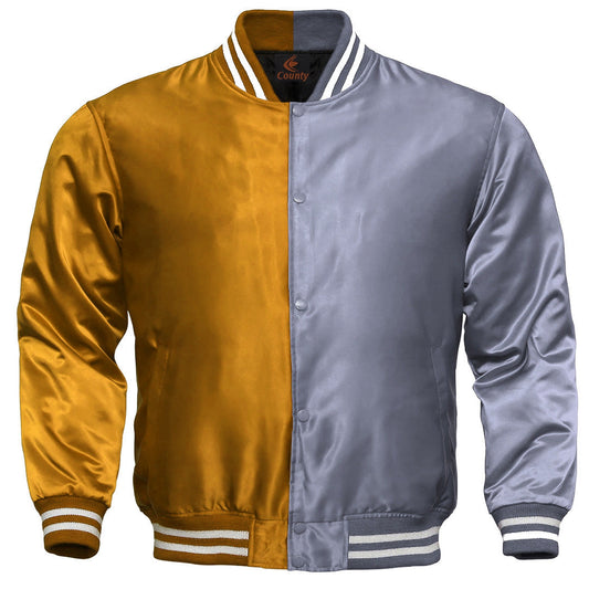 Team Varsity Jackets Orange Silver Satin Jacket Letterman Jacket