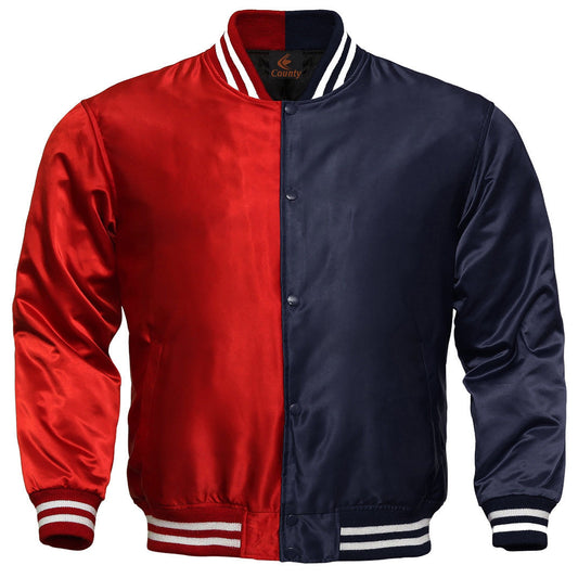 Varsity Jacket Women Red Navy Blue Satin Jacket Mens Jacket Varsity