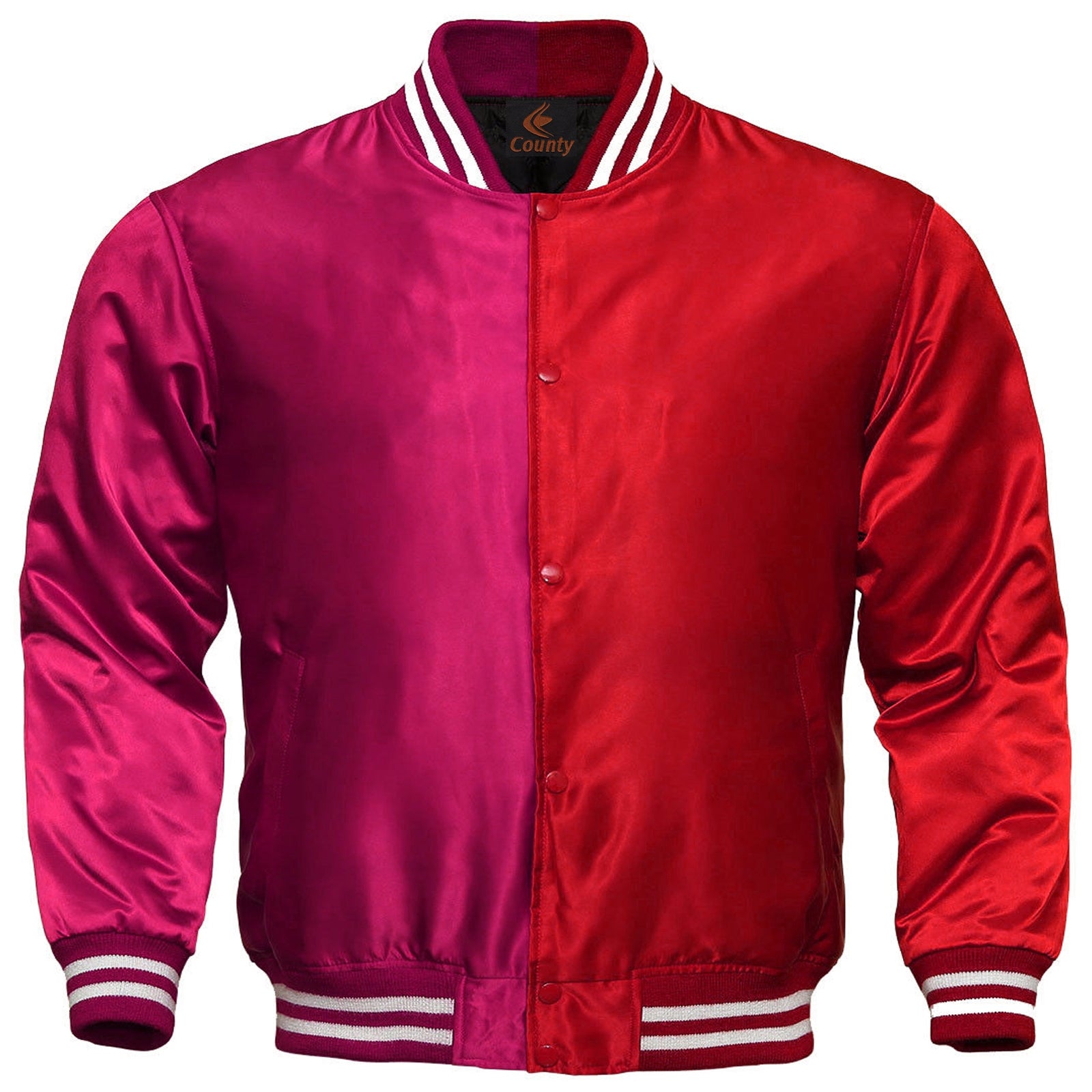 Personalized Varsity Jacket Hot Pink Red Satin Jacket Mens Letterman Jacket