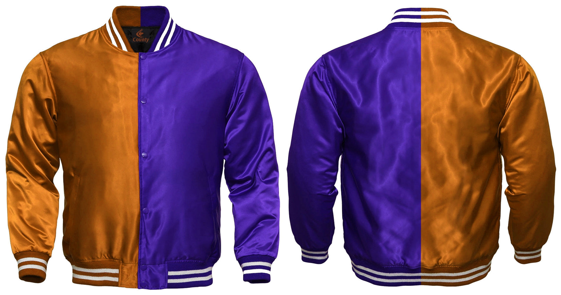 Team Varsity Jackets Orange Purple Satin Jacket Letterman Jacket