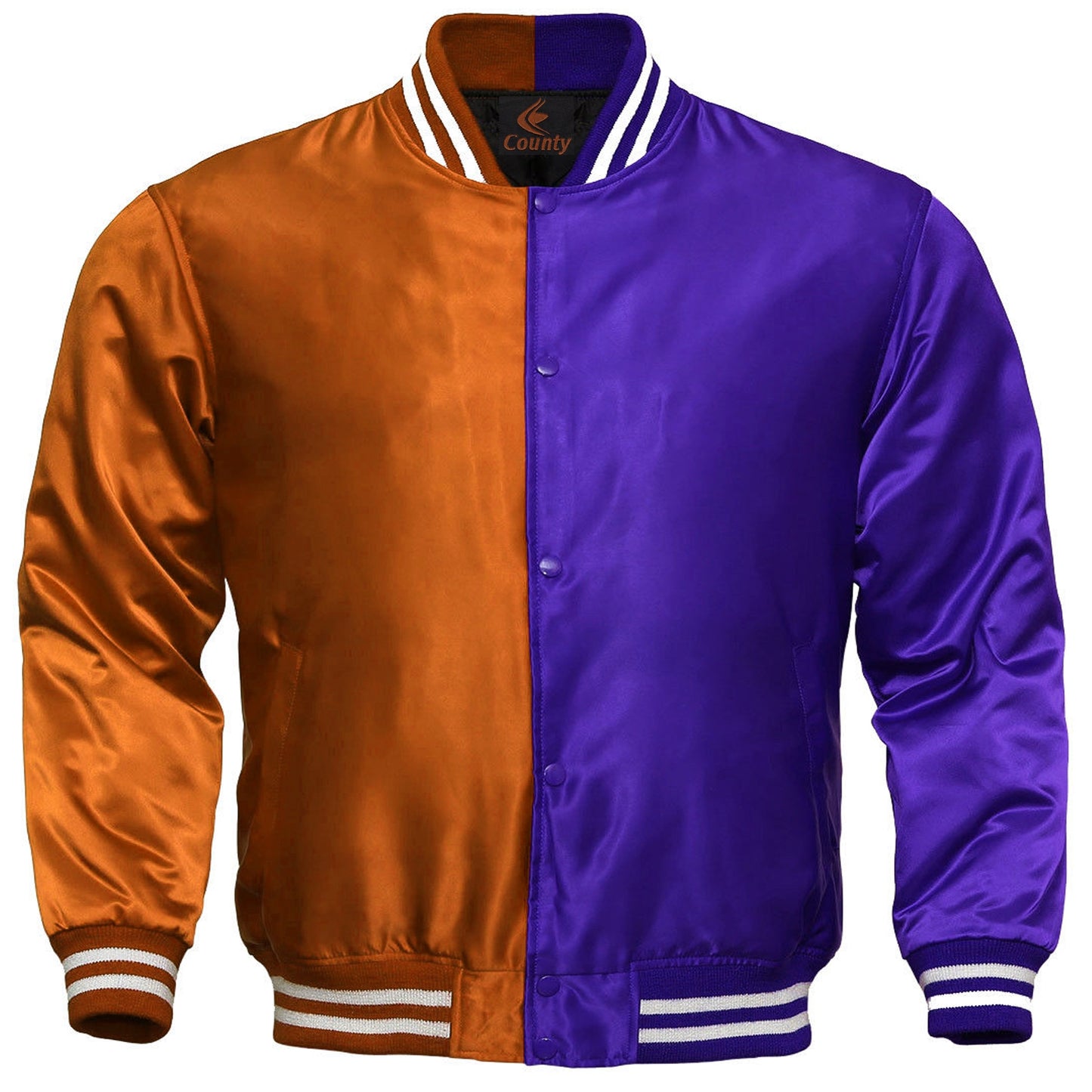 Team Varsity Jackets Orange Purple Satin Jacket Letterman Jacket