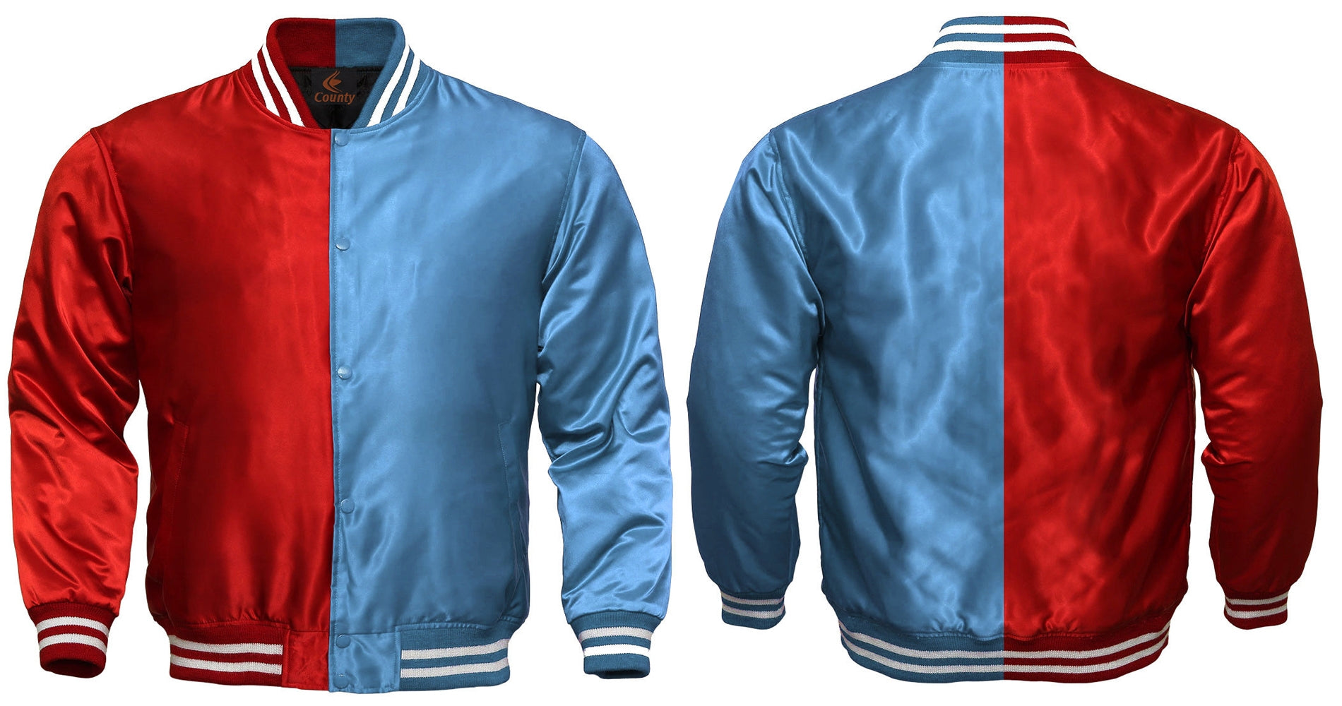 Varsity Jacket Women Red Sky Blue Satin Jacket Mens Jacket Varsity