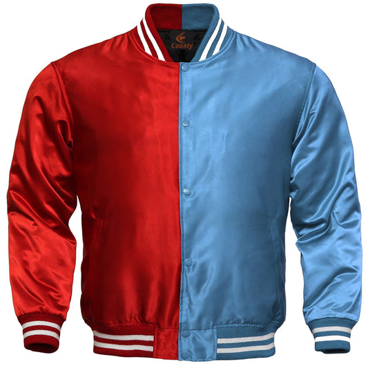 Varsity Jacket Women Red Sky Blue Satin Jacket Mens Jacket Varsity