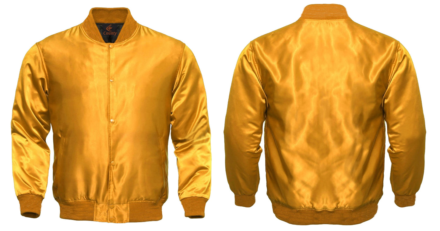 Personalized Varsity Jacket Golden Satin Jacket Mens Letterman Jacket