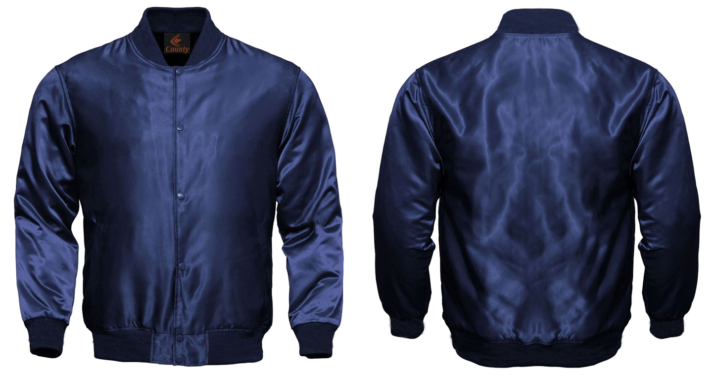 Mens Jacket Varsity Navy Blue Satin Jacket Mens Letterman Jacket