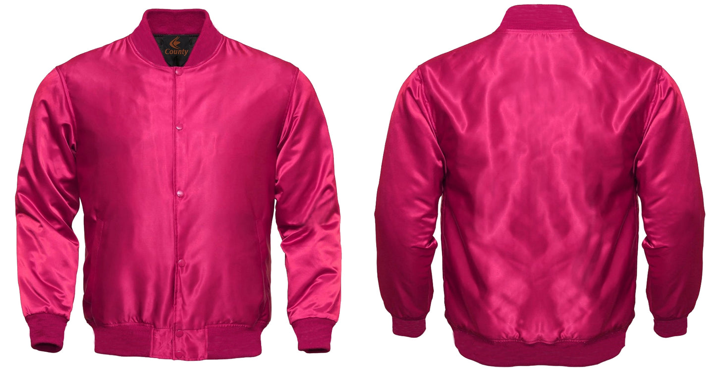 Mens Jacket Varsity Hot Pink Satin Jacket Mens Letterman Jacket