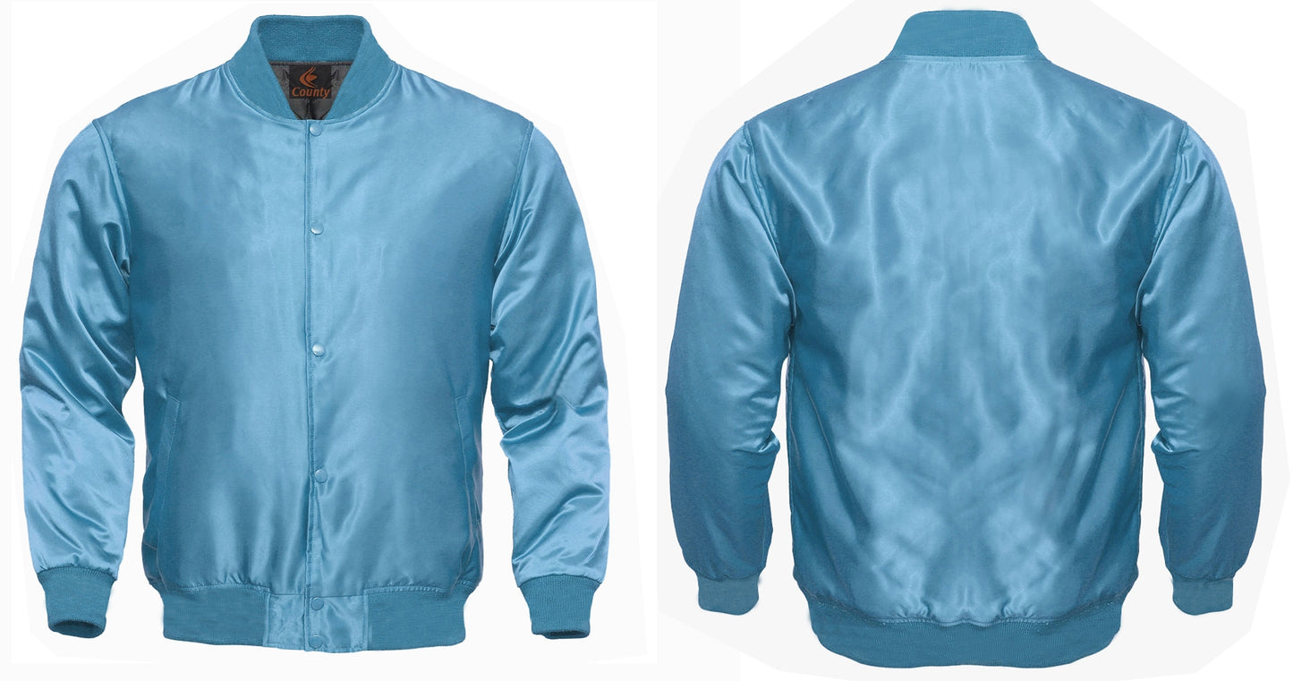 Mens Jacket Varsity Sky Blue Satin Jacket Mens Letterman Jacket