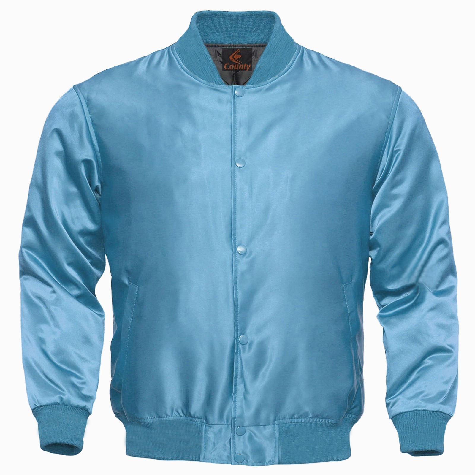 Mens Jacket Varsity Sky Blue Satin Jacket Mens Letterman Jacket