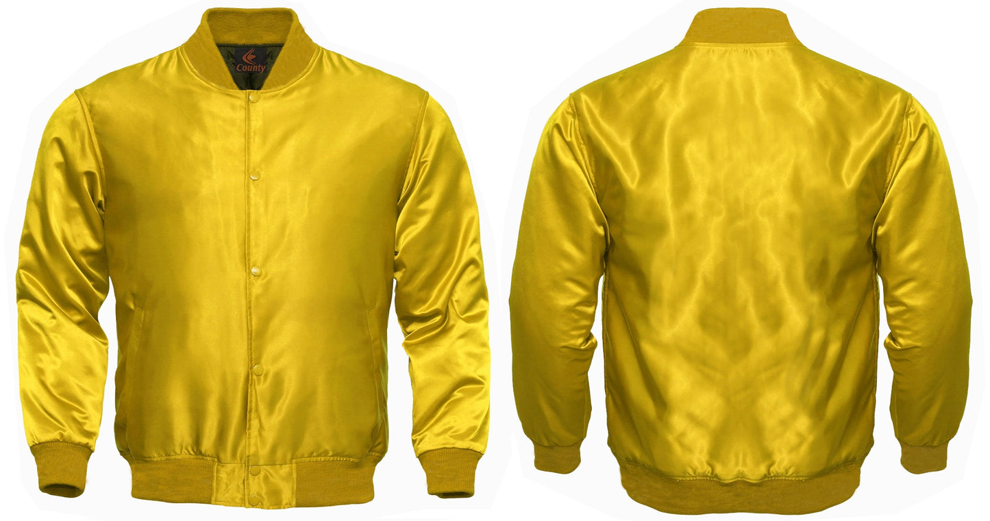 Varsity Jacket Yellow Satin Jacket Letterman Jacket