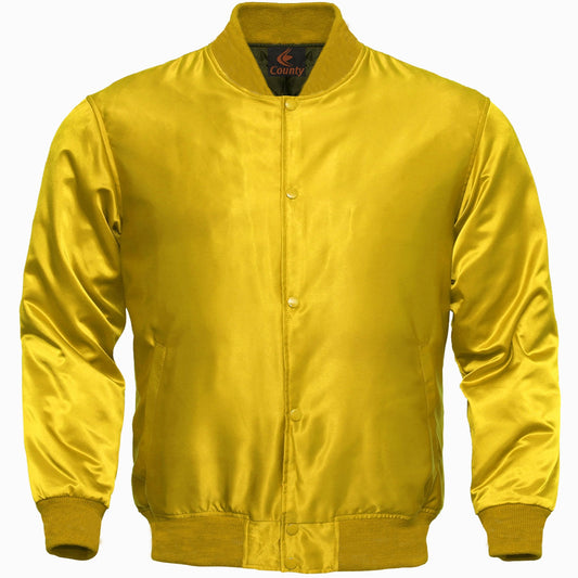 Varsity Jacket Yellow Satin Jacket Letterman Jacket